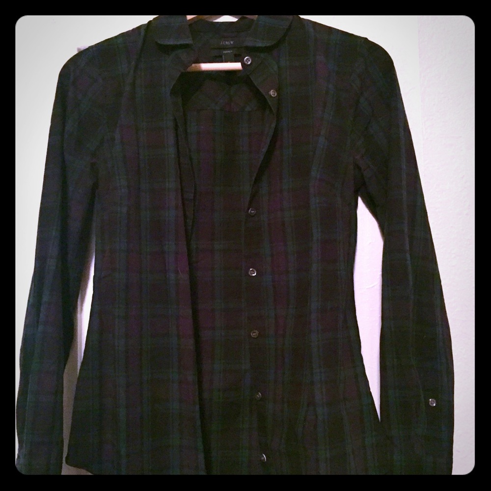 J. Crew Plaid Button Up Blouse